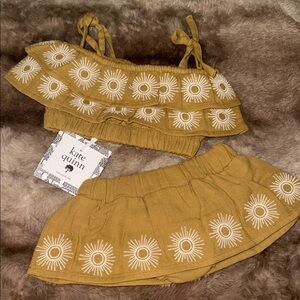 kate quinn Mustard Sun Embroidered Two-Piece Set